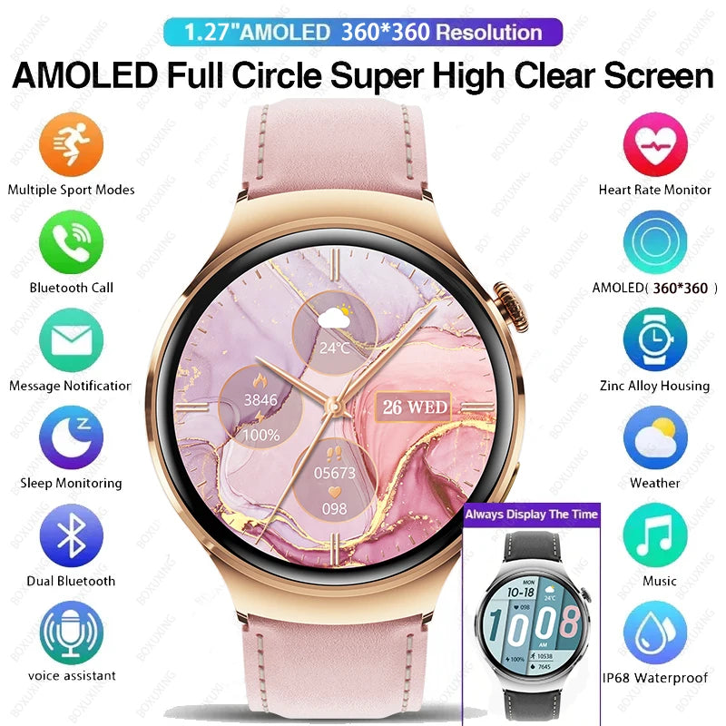 Reloj Inteligente Huawei GT4 Mini para Mujer. Resistente al Agua, Monitor de Salud y Frecuencia Cardíaca.