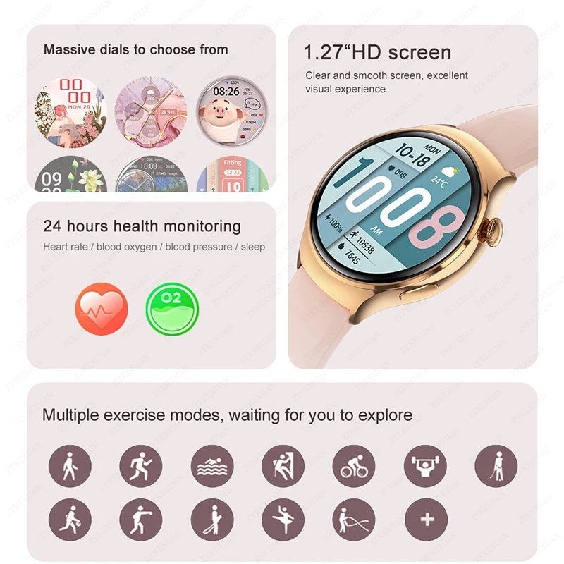 Reloj Inteligente Huawei GT4 Mini para Mujer. Resistente al Agua, Monitor de Salud y Frecuencia Cardíaca.