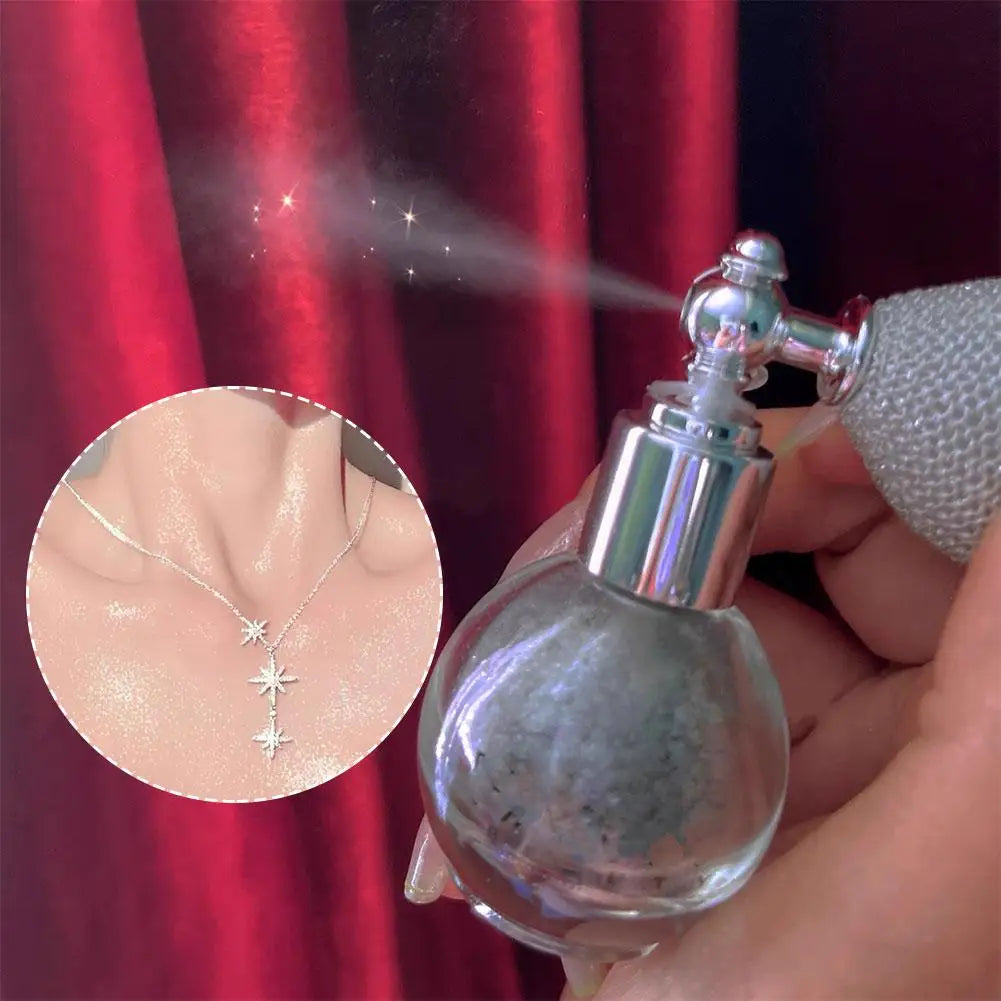 Spray Iluminador con Brillo de Diamante para Rostro y Cuerpo.